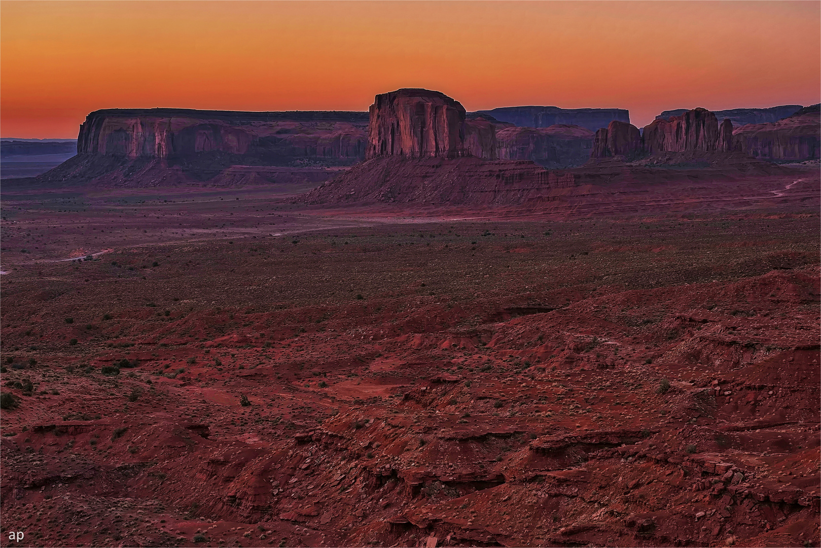 sunset over Monument Valley