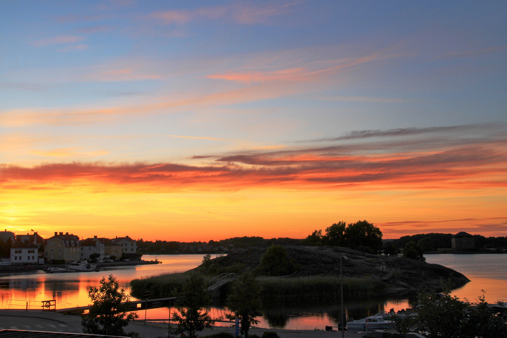 sunset over Stakholmen in Karlskrona, Sweden