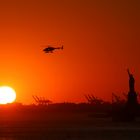 Sunset over Statue of Liberty, New York City