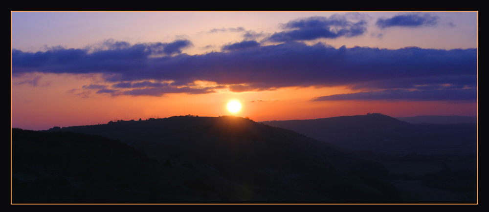 Sunset over the blue hills