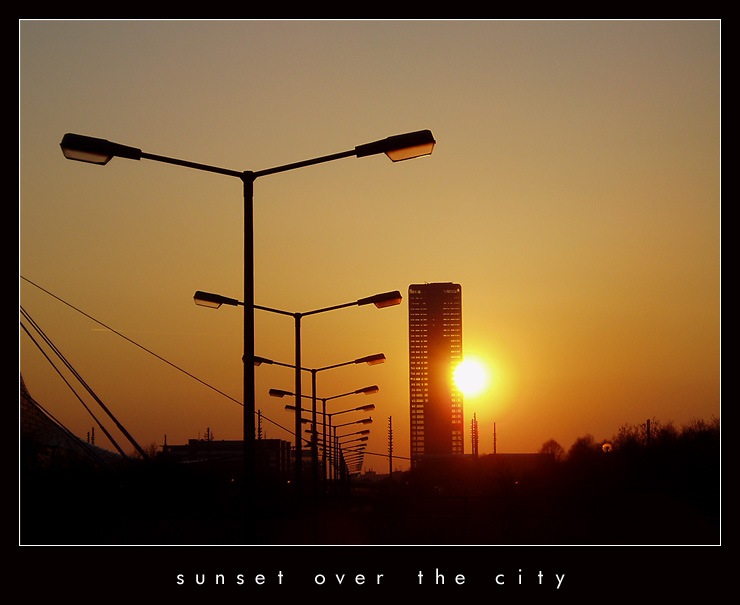 sunset over the city