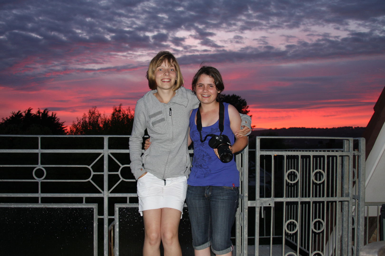 Sunset over the girls