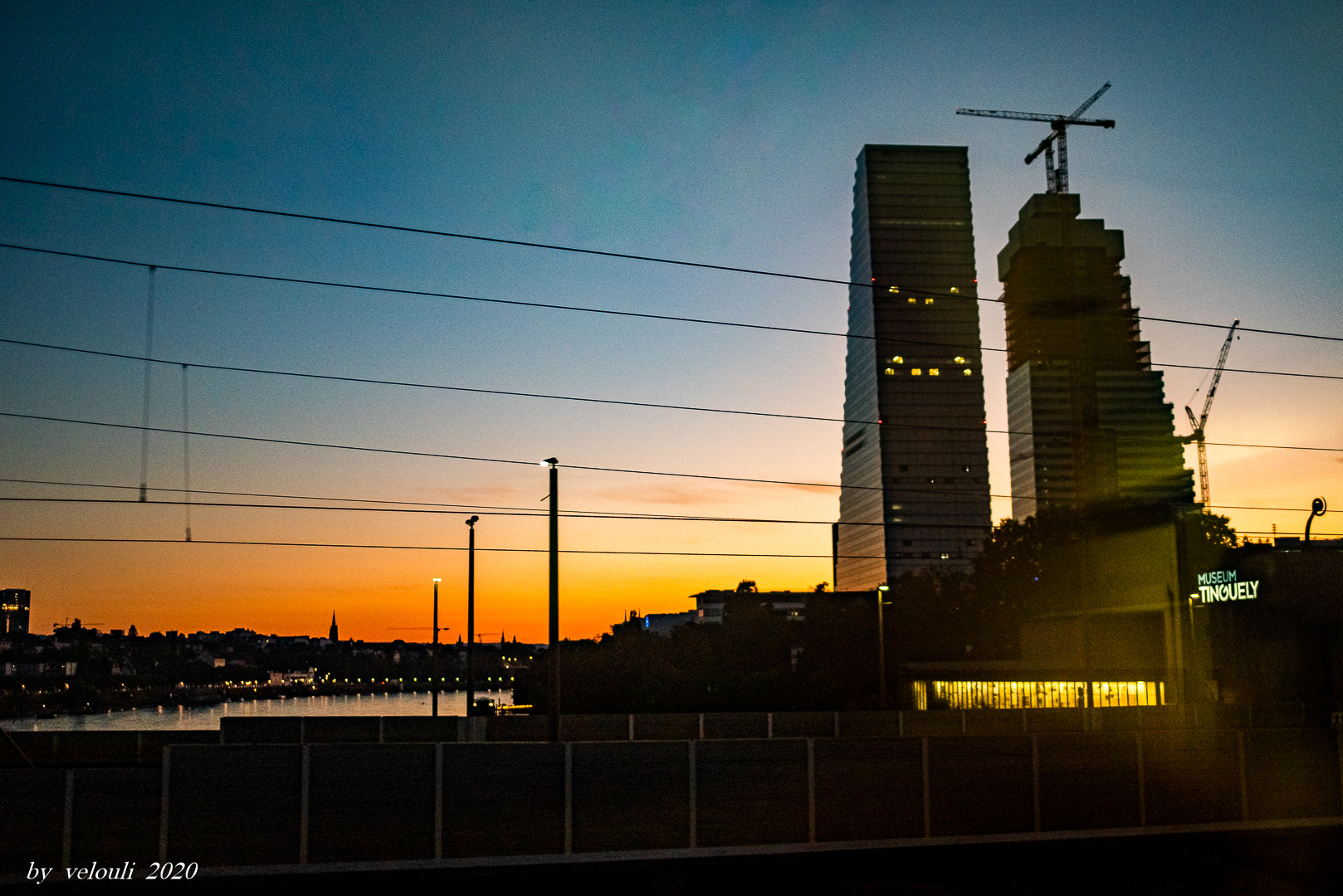 sunset over the river rhine