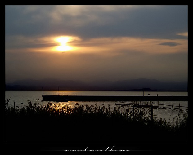 sunset over the sea.