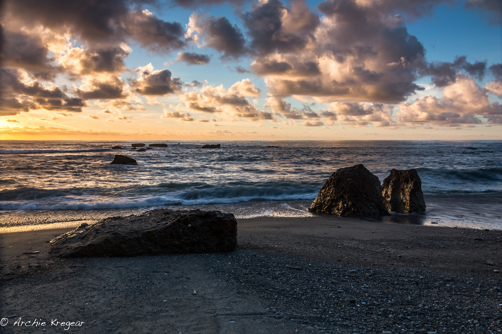 Sunset over the water. 