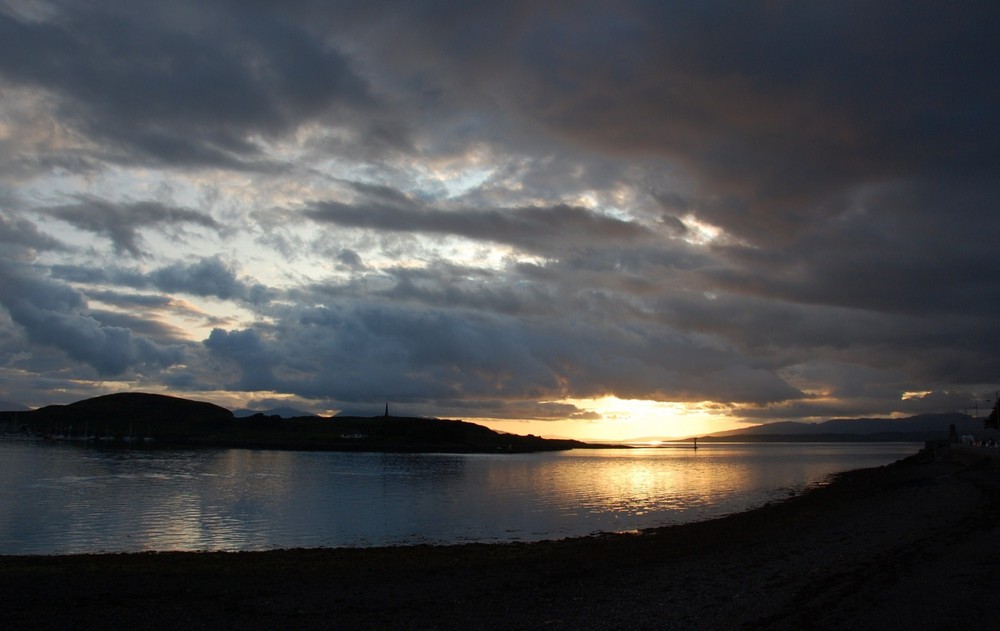 Sunset over the water in Oban, July 2009