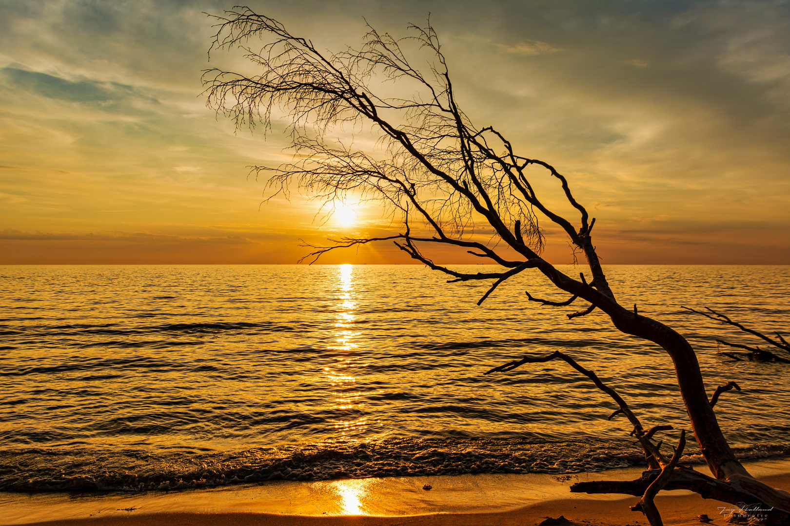 Sunset over the west beach