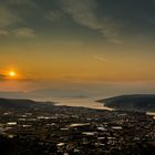 Sunset over Trogir and Split in Croatia