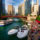 Sunset Party am River Walk Chicago