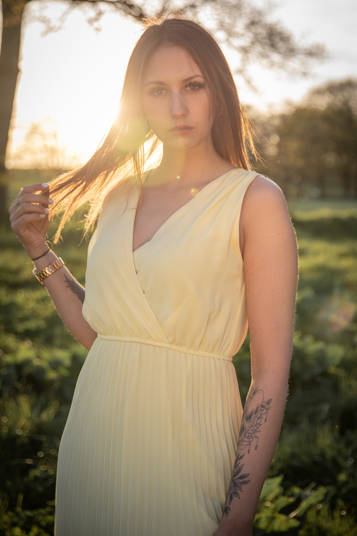 Sunset Portrait in a yellow derss