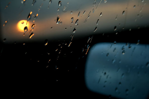 Sunset & Rain & Car