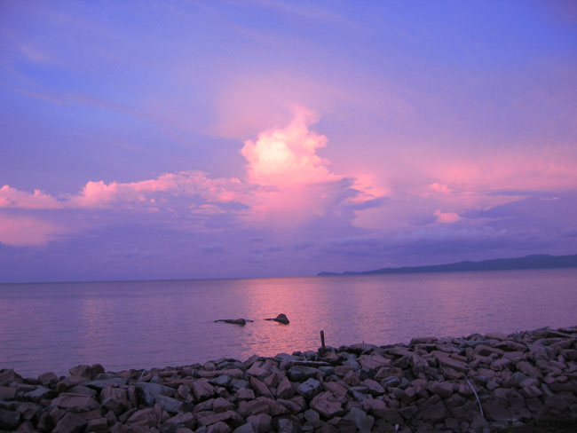 Sunset scenery at Damai Beach Sarawak, kuching.