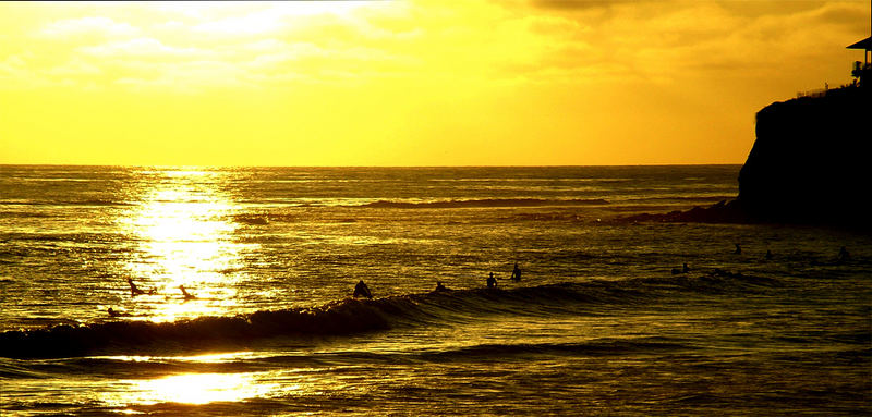 Sunset surf session, Tormaline, San Diego