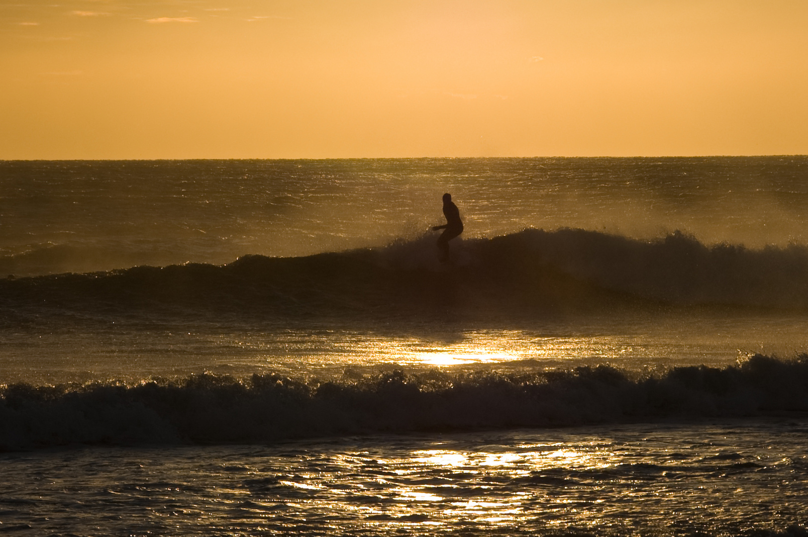 Sunset surfing