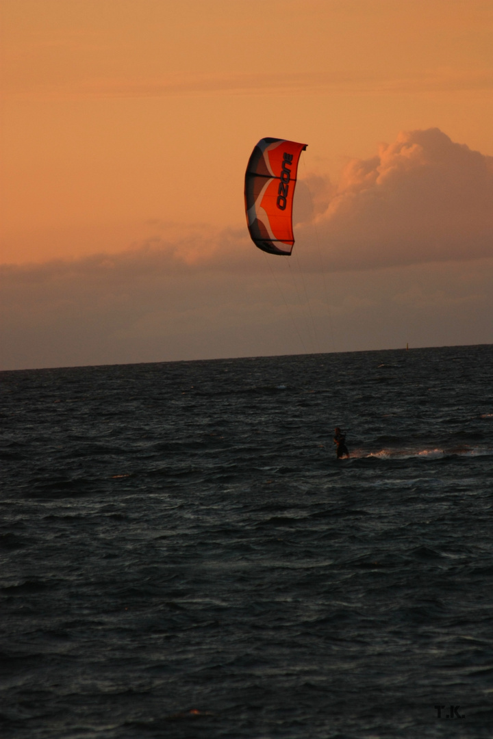 sunset surfing