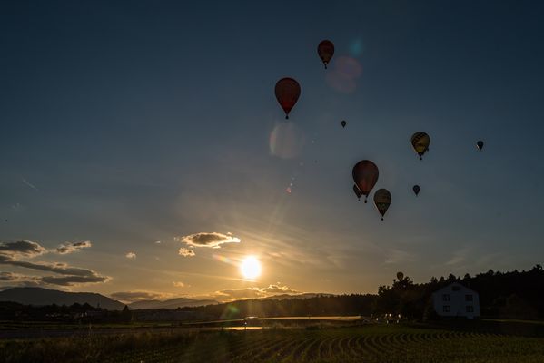 Sunset with balloons