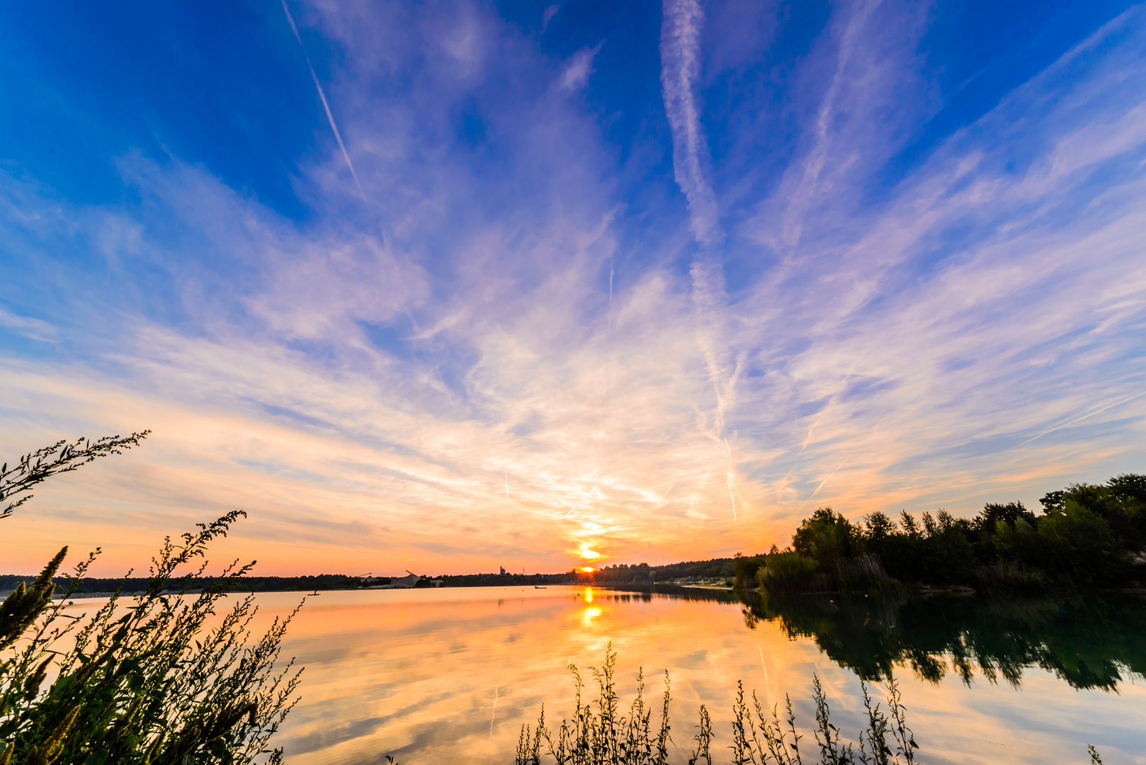 Sunset with Contrails