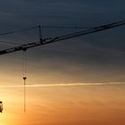 sunset with crane