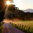 Sunshine landscape in the mountain valley