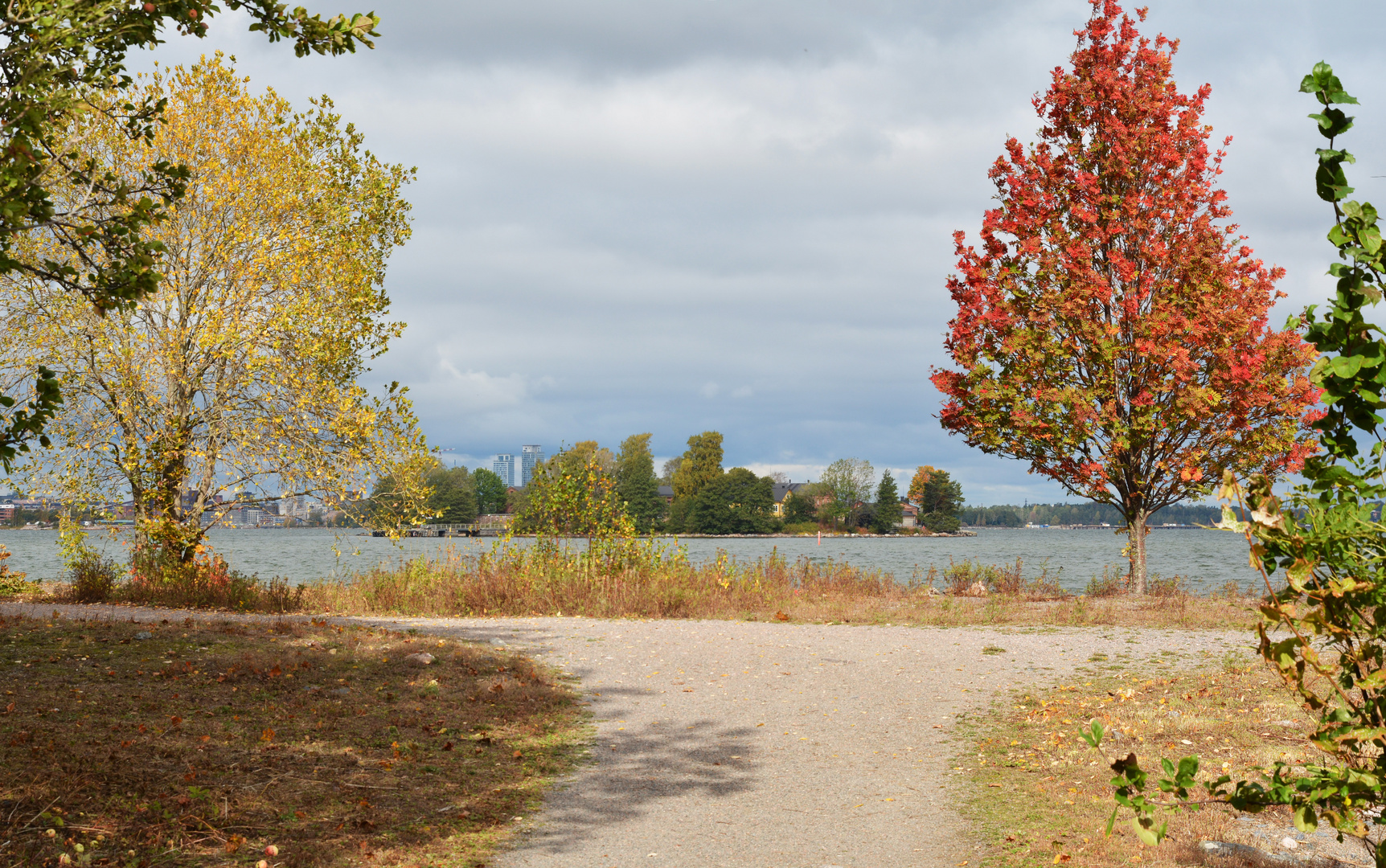 Suomenlinna, the island Lonna and color full trees