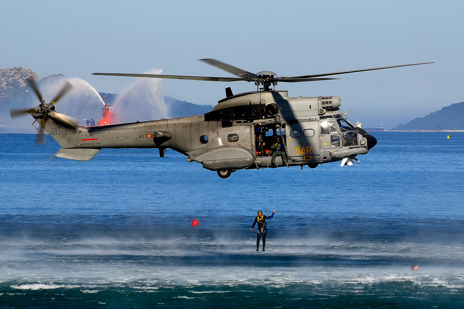 Super Puma del SAR durante el Festival Aéreo de Vigo