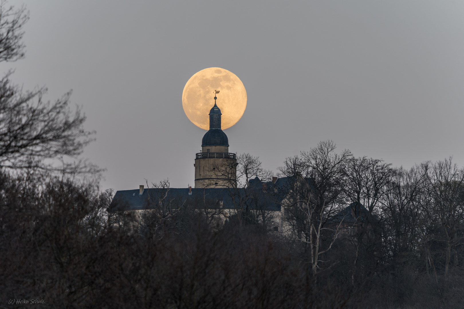 Supermond 2020 über der Burg Falkenstein