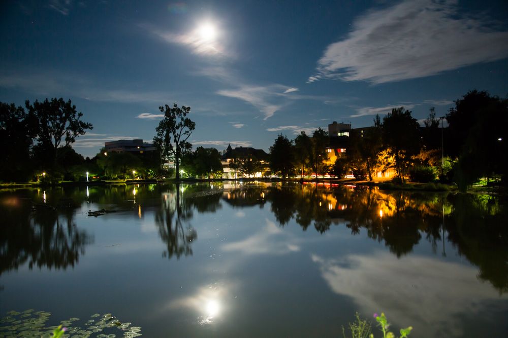 Supervollmond über dem Klostersee in Sindelfingen