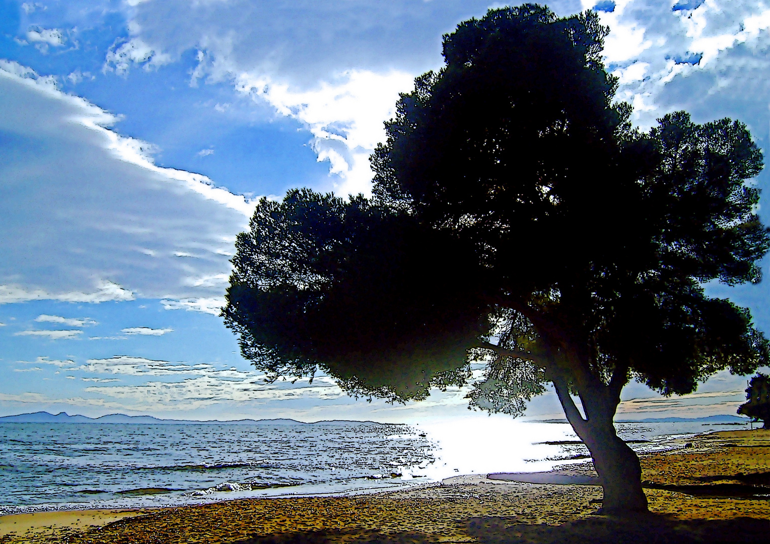 sur la plage, j'y suis bien à son ombre