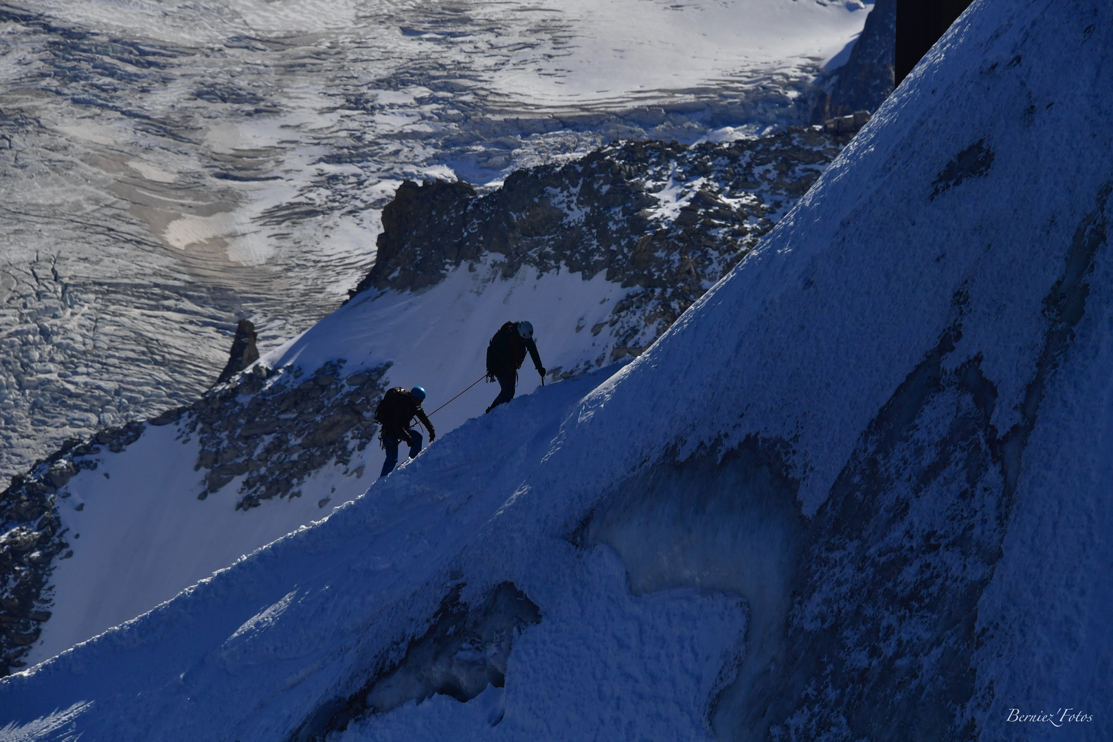 Sur l'arête de l'aiguille du midi