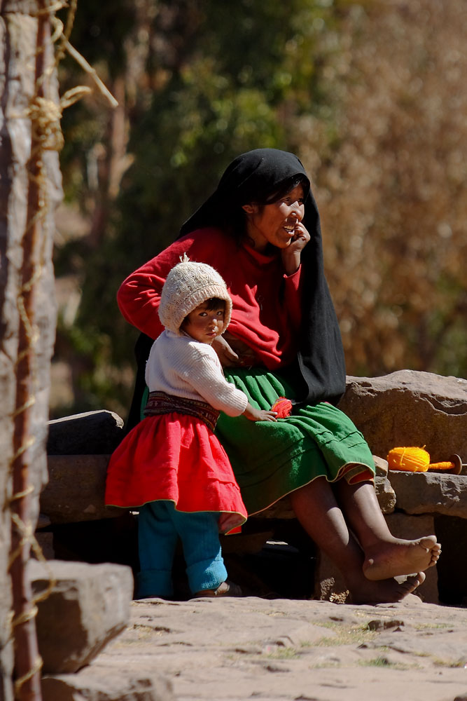 Sur l'ile de Taquile, lac Titicaca, Pérou