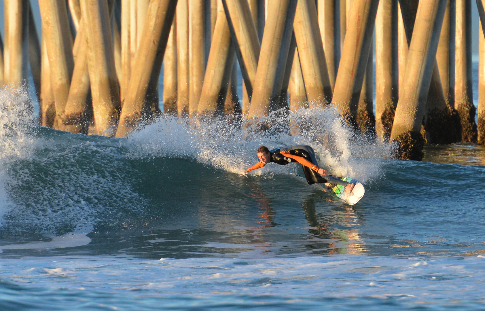 Surfer at Huntington Beach "Surf City"