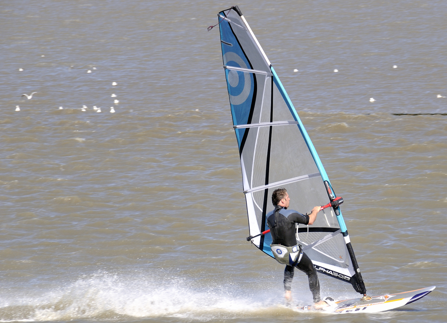 Surfer in der Hafeneinfahrt von Neßmersiel