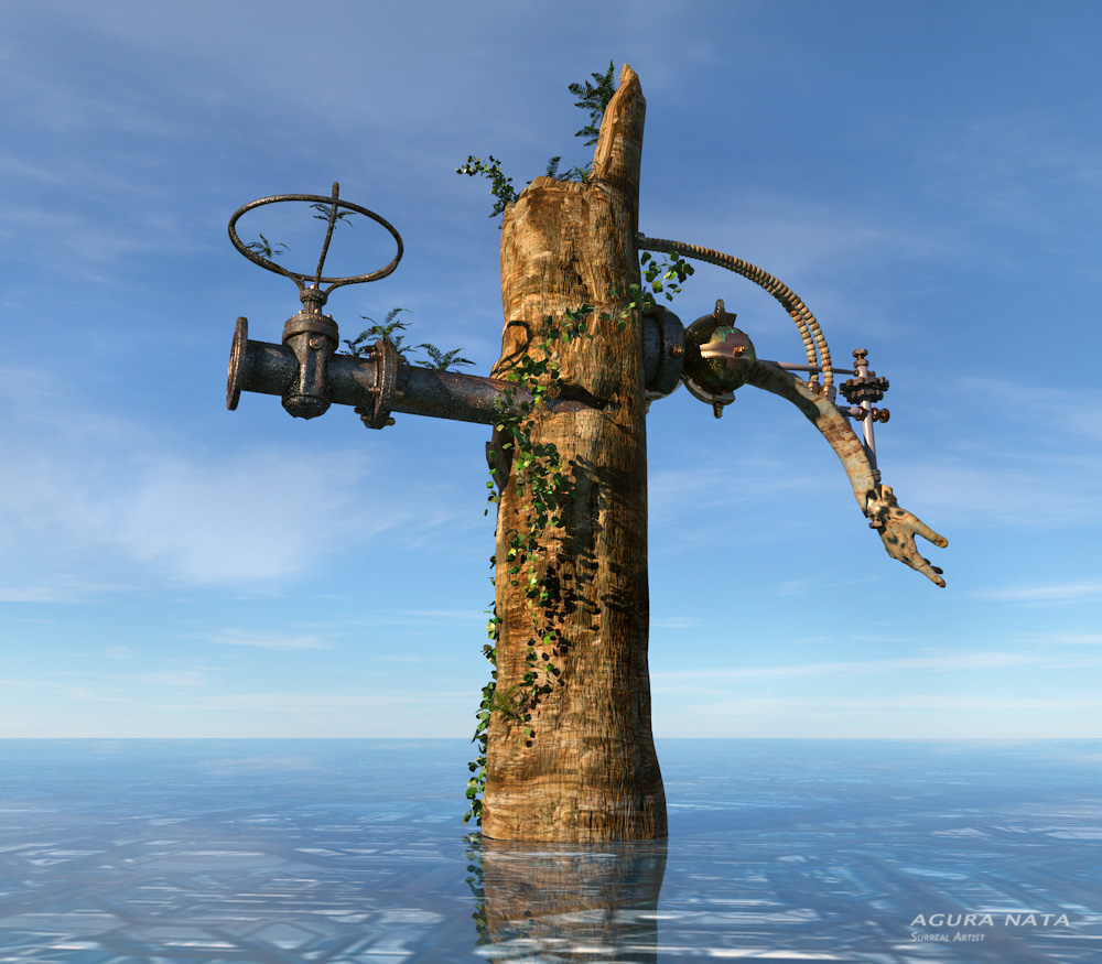 surreal tree trunk pump