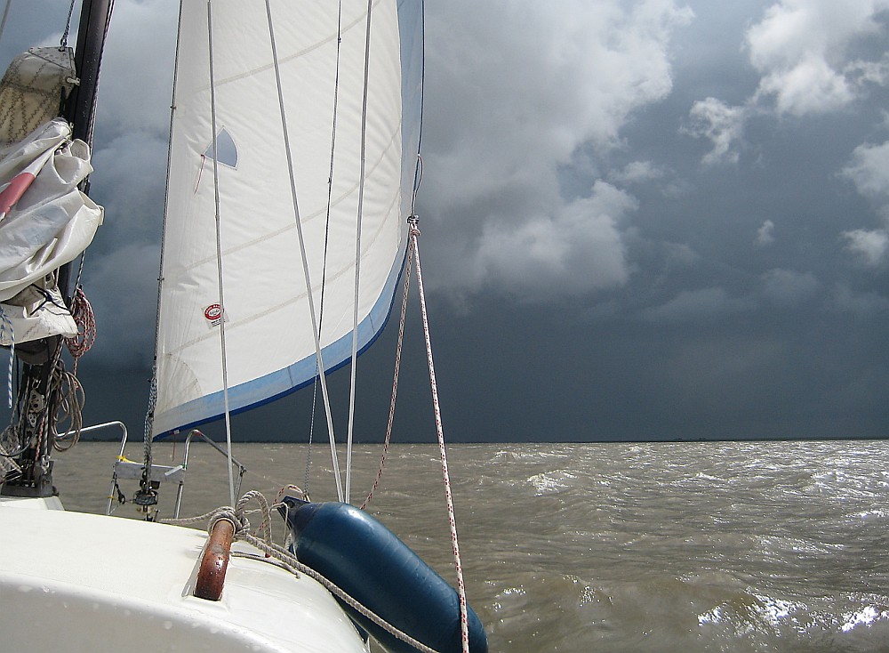 Surreale Stimmung auf der Elbe