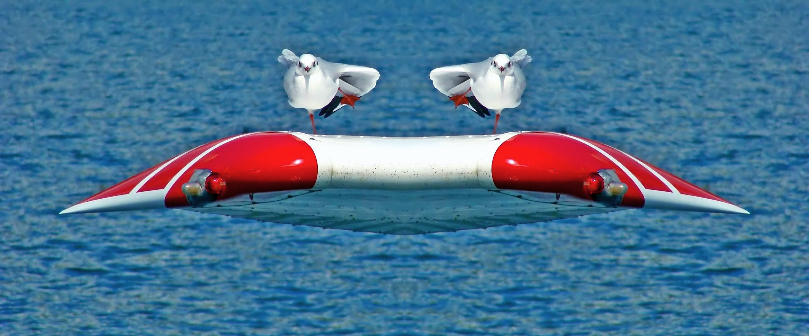 Surrealer Flug über dem Wasser