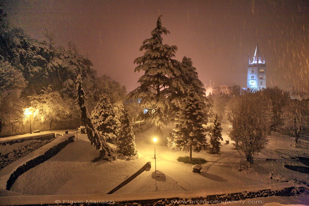 Susa, parco di Augusto sotto la neve