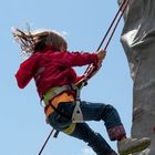 Svenja am Kletterturm des Deutschen Alpenvereins