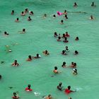 Swimmers at a beach near Santiago, Cuba.