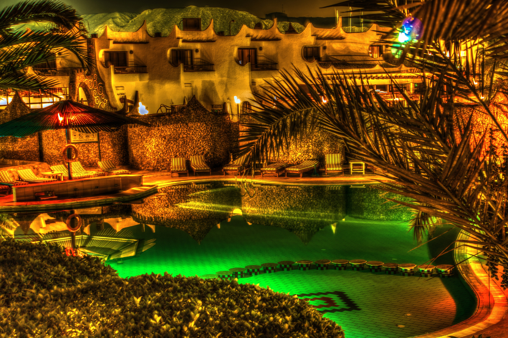 Swimming pool by night