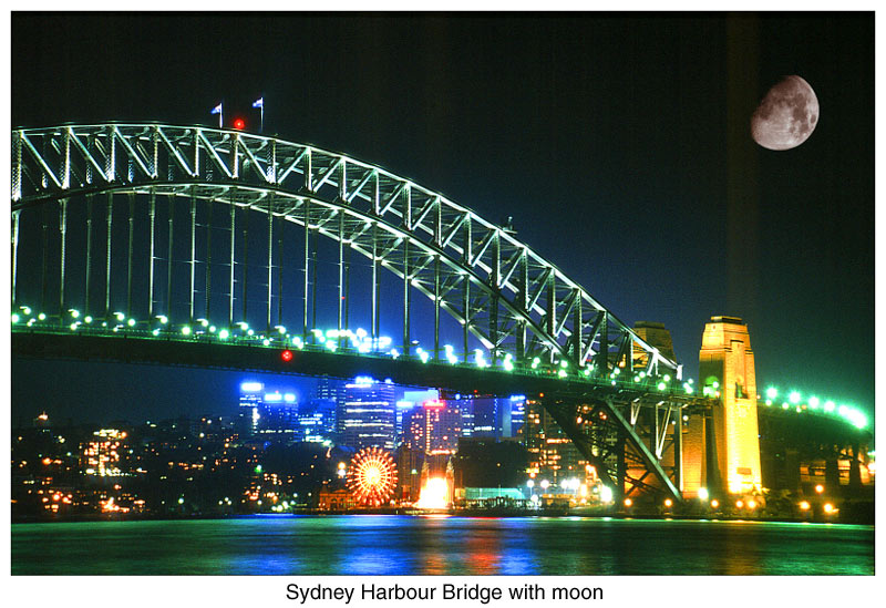 Sydney Harbour Bridge with moon