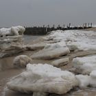 Sylt-Ellenbogen bei Eis und Schnee und Eisenbuhnen