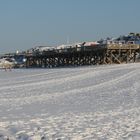 Sylt Kampen bei Schnee und Eis und Strandkörben