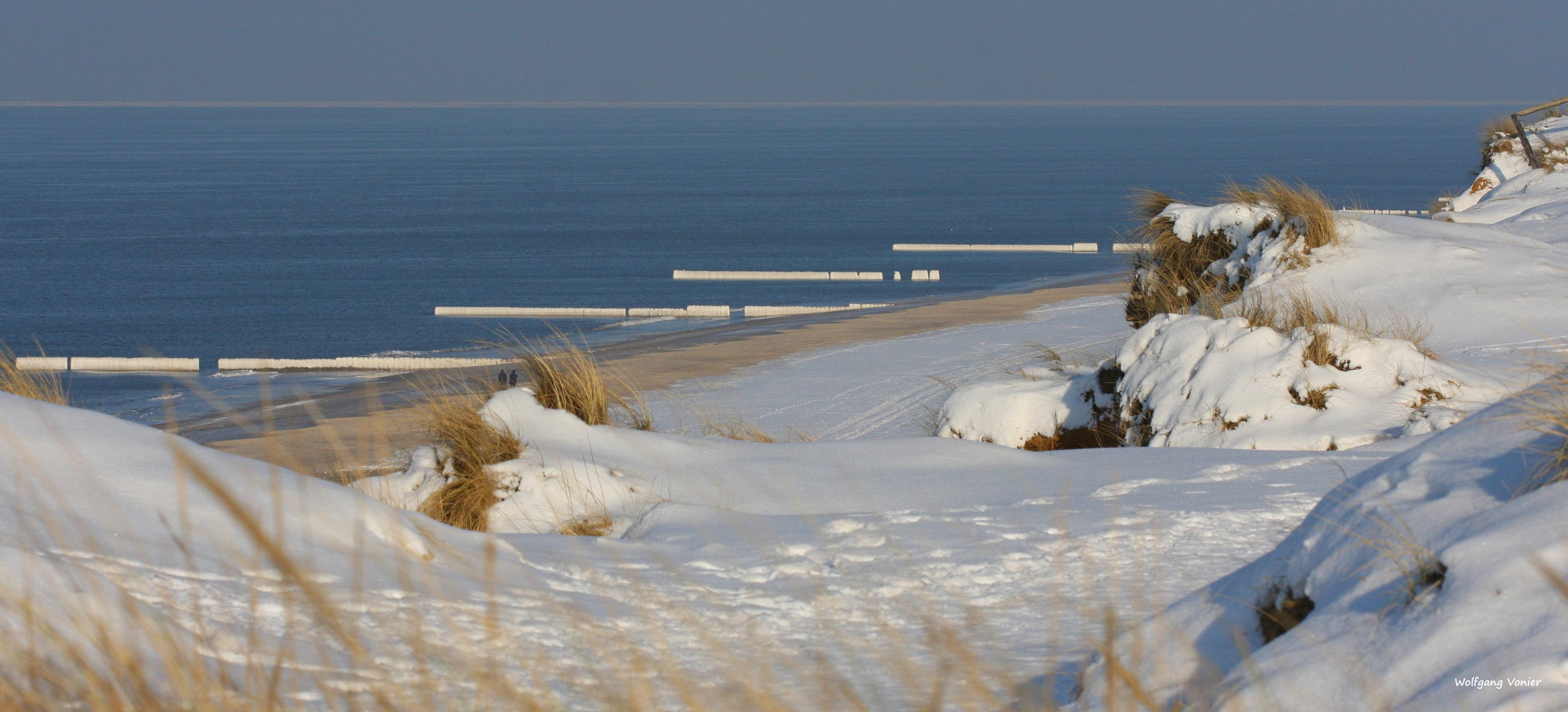 Sylt - Meer, Dünen vereiste Buhnen am Roten Kliff