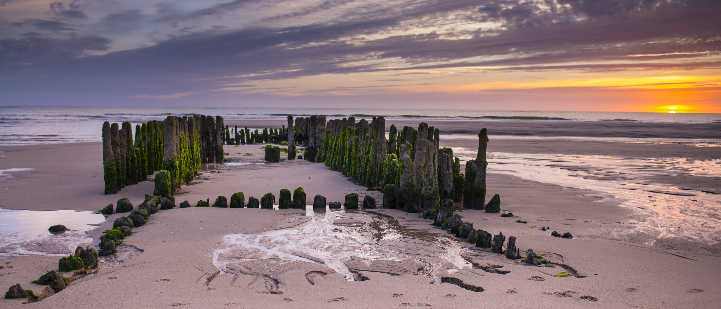 Sylt Rantum Buhnen (Sonnenuntergang)