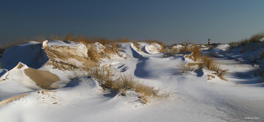 Sylt Schnee auf den Dünen am Ellenbogen