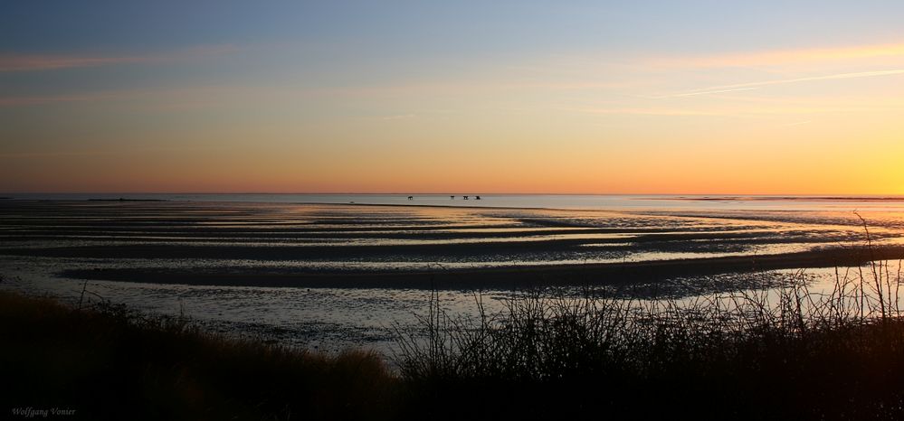 Sylt-Sonnenuntergang auf der Wattseite bei List