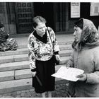 Szczecin, Gypsies at the entrance of the Catholic church - 1993