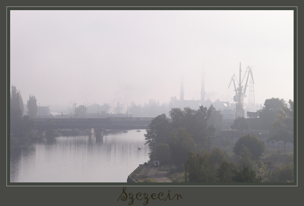 Szczecin in the fog