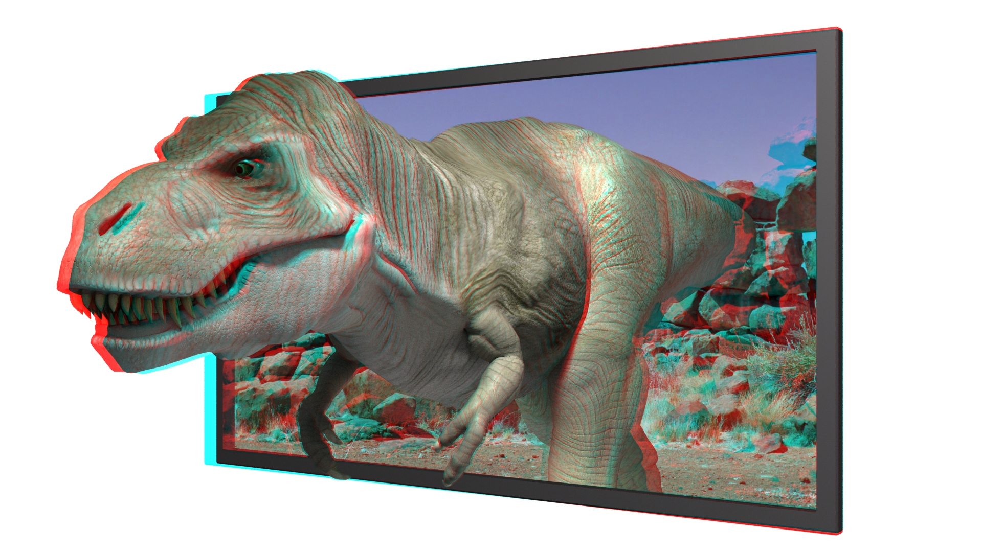 T-Rex aus einem 3D-Fernseher