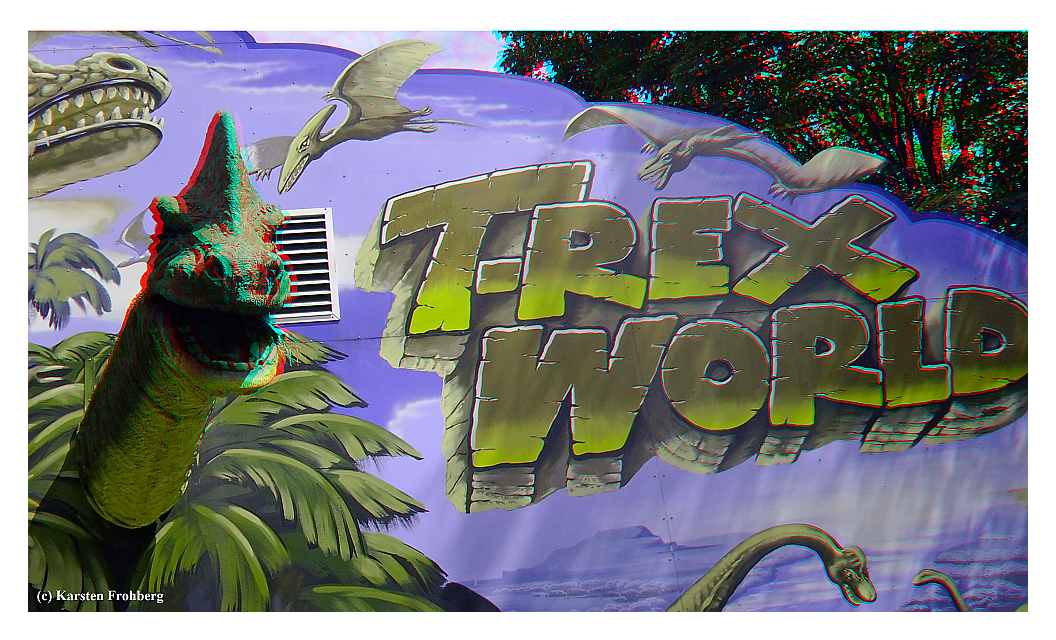 ''T-Rex World'' in 3D (Rot/Cyan)